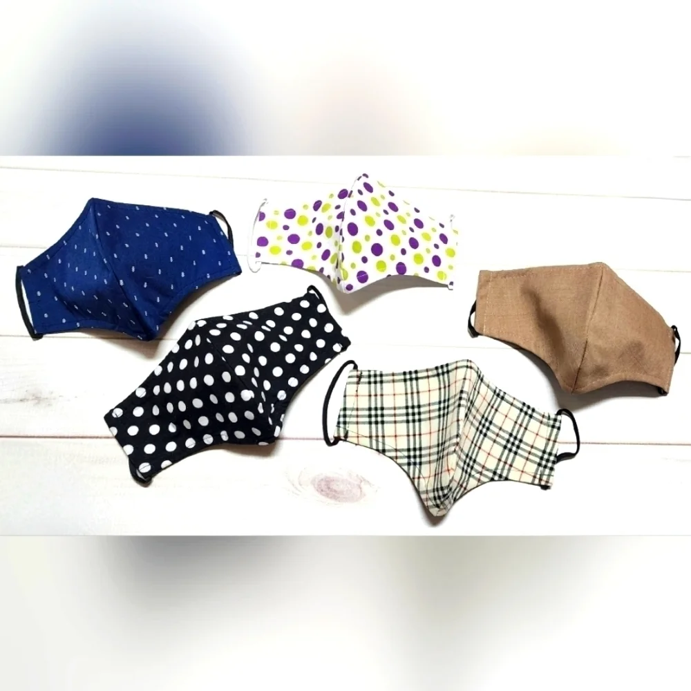 New Bundle of 5 Adult Handmade Fabric Face Masks D